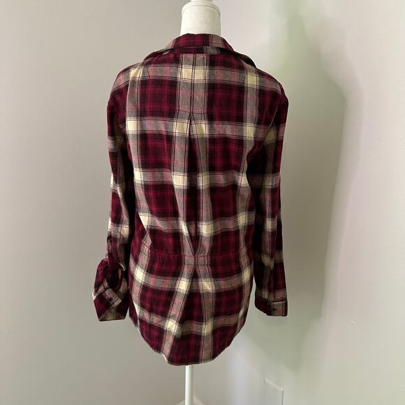 Wild Blue x Sadie Robertson red & cream plaid flannel cardigan size M - Picture 4 of 9